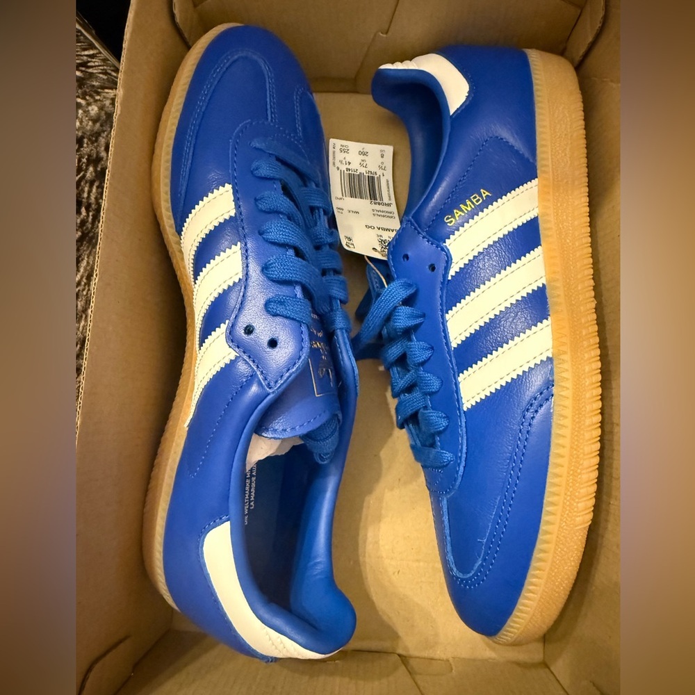 Adidas Samba OG Royal Blue and White Sneakers. New in box. Men’s 8. Women’s 9.
